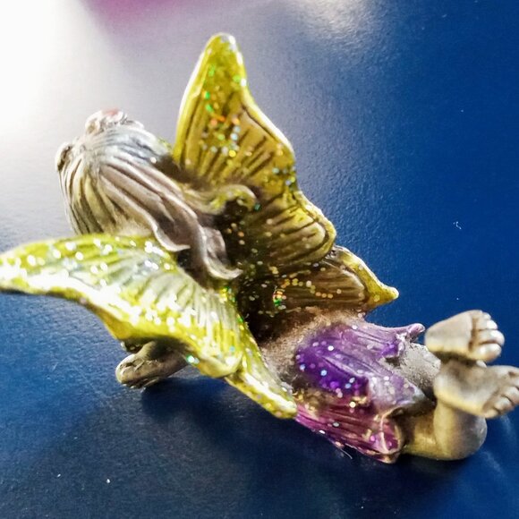 2 Mythical Sparkly Vintage Pewter Whimsical Fairy Figurines Decor/Collectibles - Picture 8 of 11